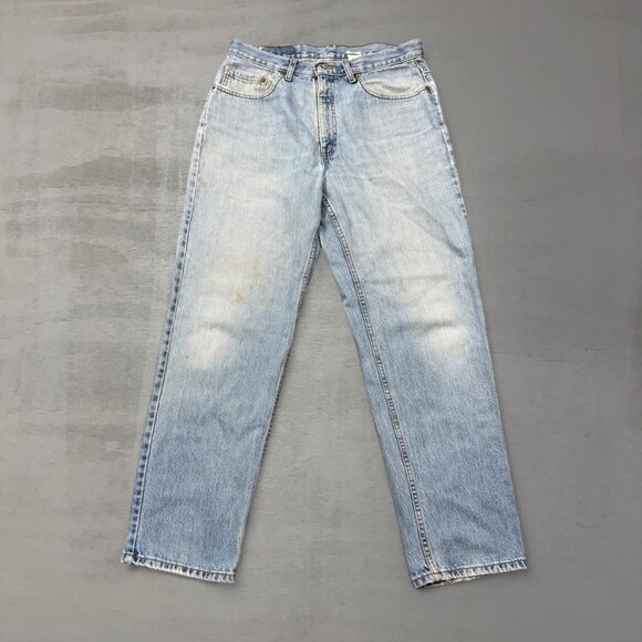 Vintage Levi’s 550 Relaxed Fit White Wash Faded Denim Blue Jeans 32 x 31 - Picture 1 of 7